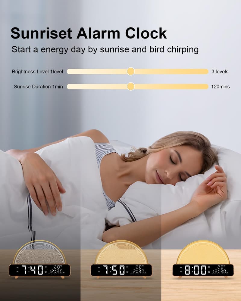 Sunrise Alarm Clock with White Noise and Touch Control