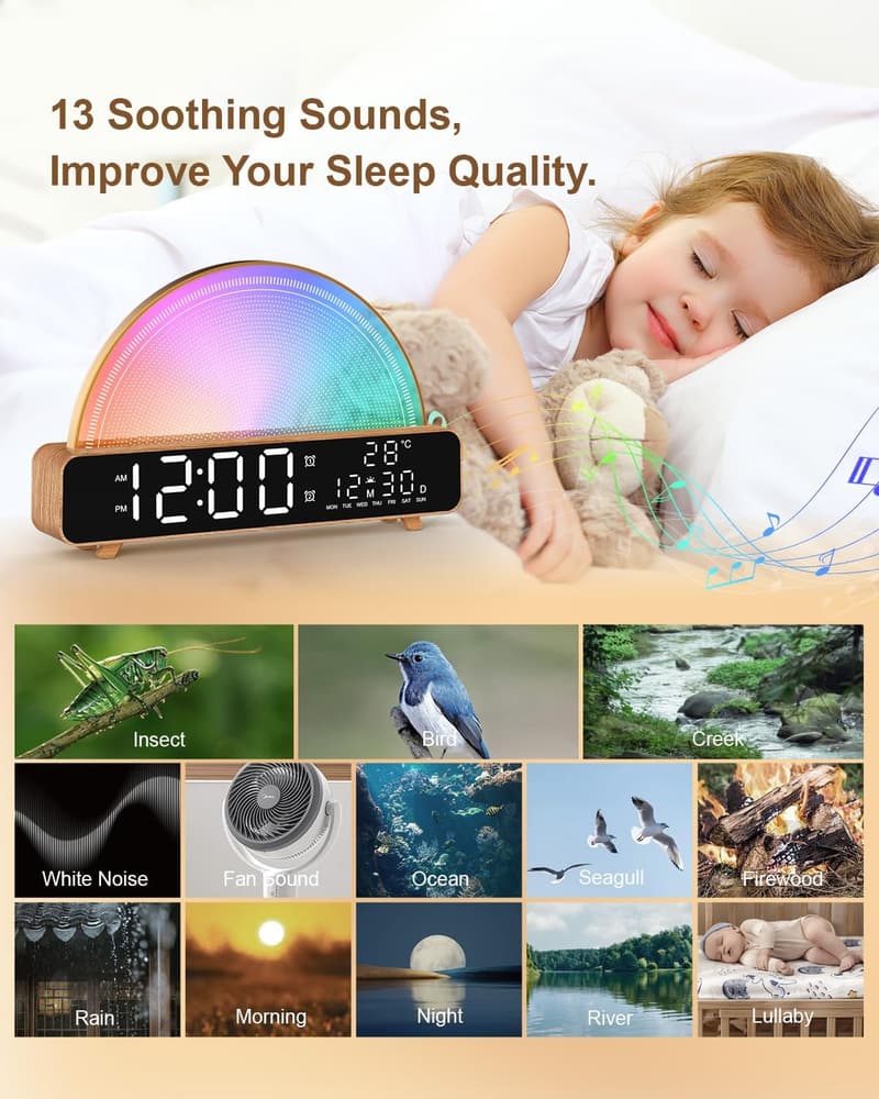 Sunrise Alarm Clock with White Noise and Touch Control
