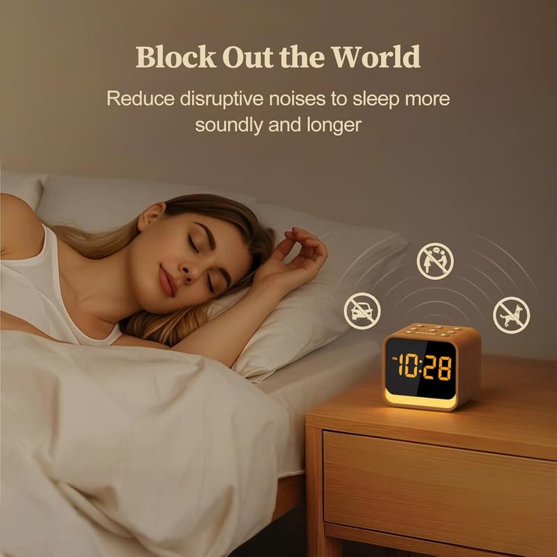Wooden Sound Machine Alarm Clock - Natural Sleep Aid