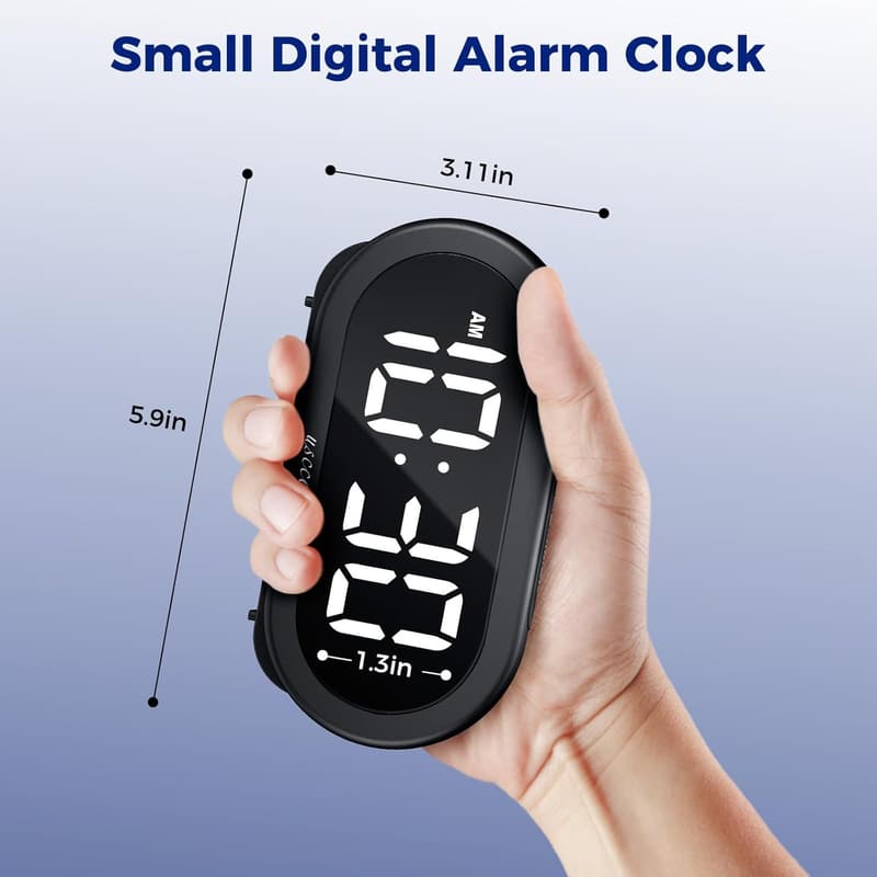 Small Digital Clock with 6 Dimmable Brightness & 4 Alarm Settings