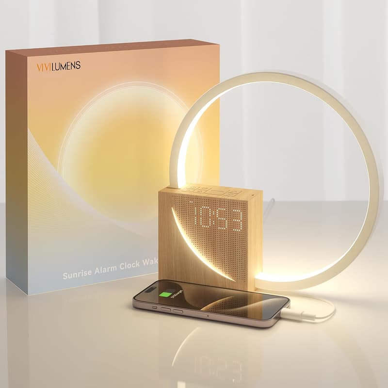 Heavy Sleepers Sunrise Alarm Clock with White Noise and USB Charger