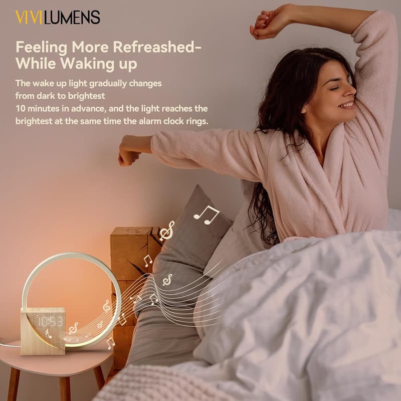 Heavy Sleepers Sunrise Alarm Clock with White Noise and USB Charger
