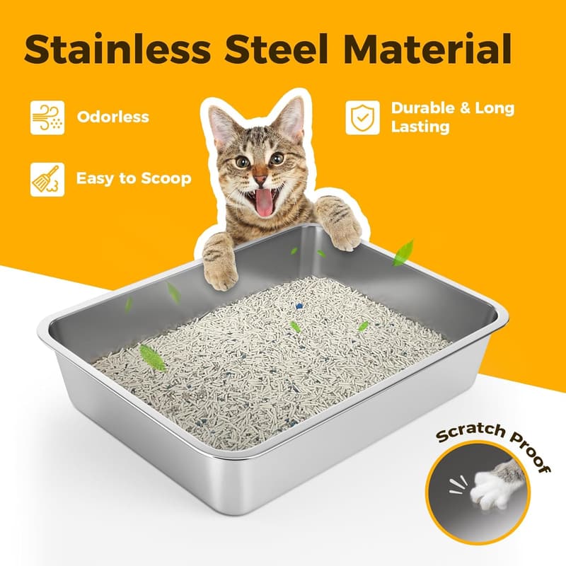 Stainless Steel Litter Box for Small Pets – Easy to Clean, No Smell