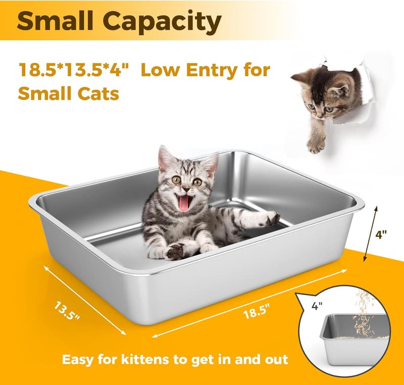 Stainless Steel Litter Box for Small Pets – Easy to Clean, No Smell