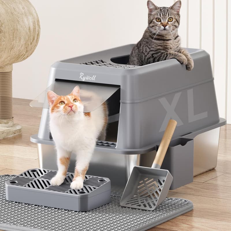 Extra Large Covered Cat Litter Box with Lid and Easy Clean Features