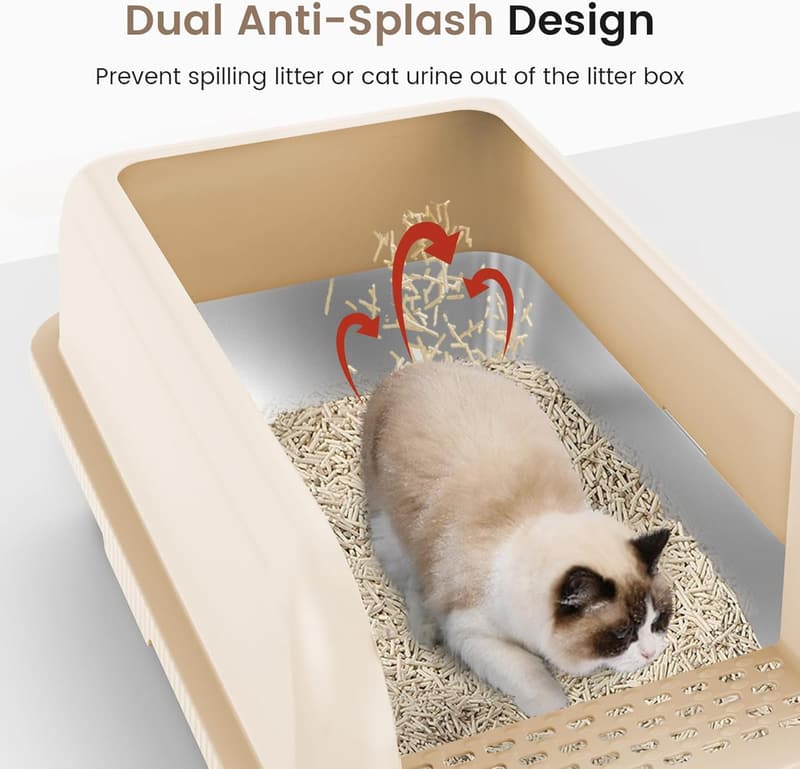 Extra Large Stainless Steel Cat Litter Box with Lid
