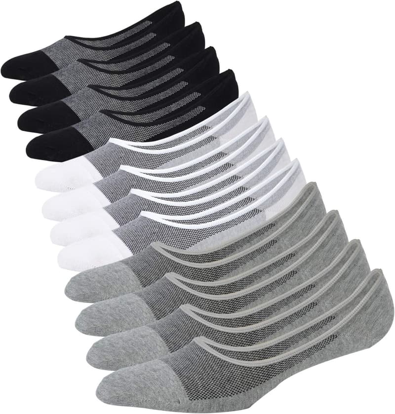 Men's No-Show Cotton Socks with Non-Slip Grips