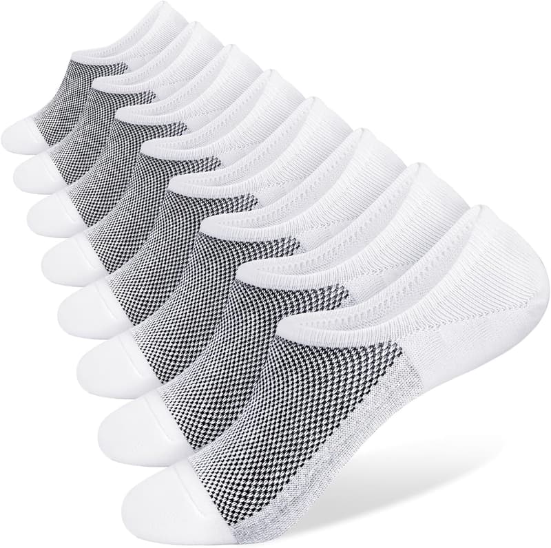Men's Low Cut No Show Socks - Cotton, Non-Slip, 6/8 Pack
