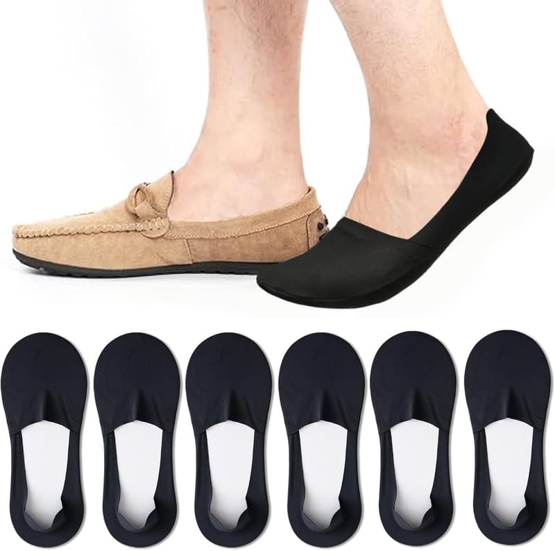 Men's Invisible Low Cut No Show Socks - 6 Pairs