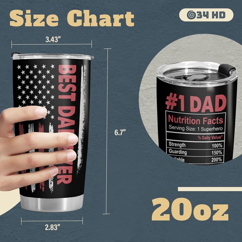 Stainless Steel Travel Mug for Dad - 20 fl oz, Leak Proof