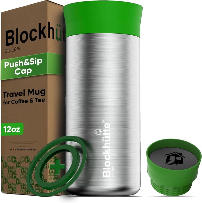 Insulated Stainless Steel Travel Coffee Mug with Lid - 12oz