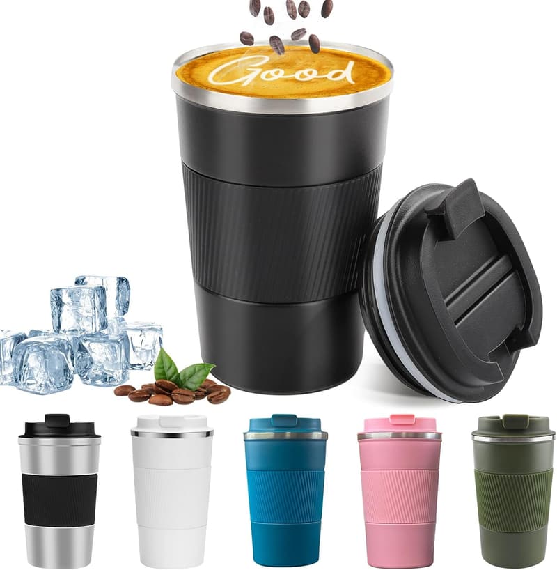 Travel Stainless Steel Coffee Mug - 12 oz, Leak-Proof, Reusable