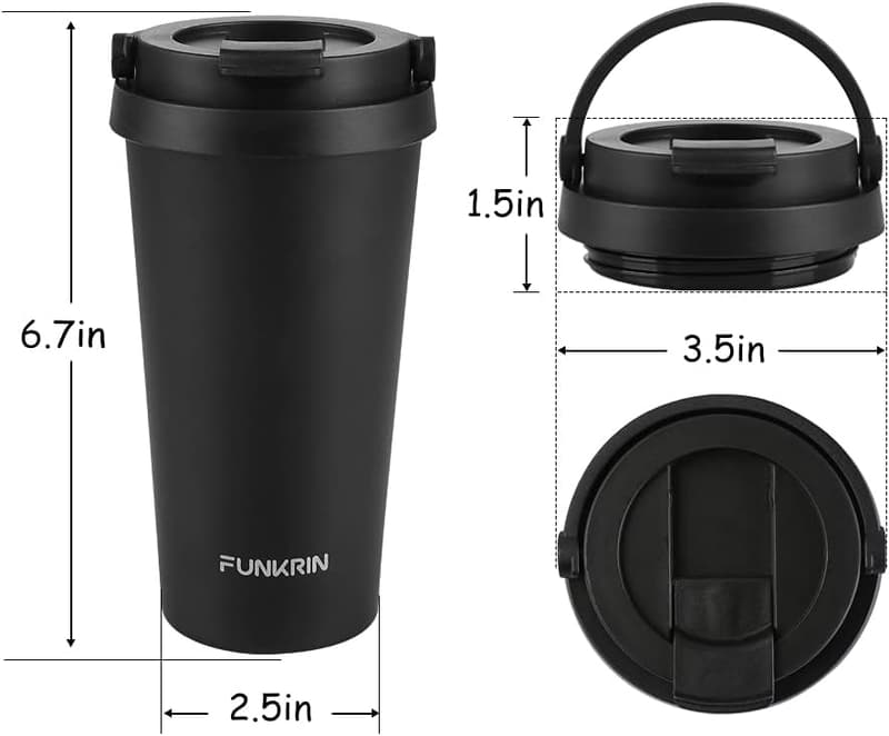 16oz Insulated Coffee Mug with Ceramic Coating and Handle