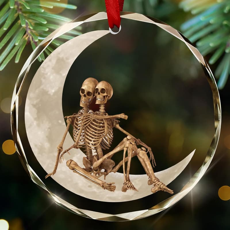 Couple Skull Glass Ornaments - Fun Holiday Decorations