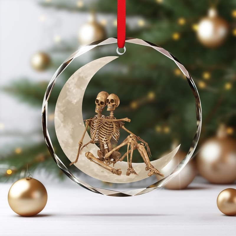 Couple Skull Glass Ornaments - Fun Holiday Decorations