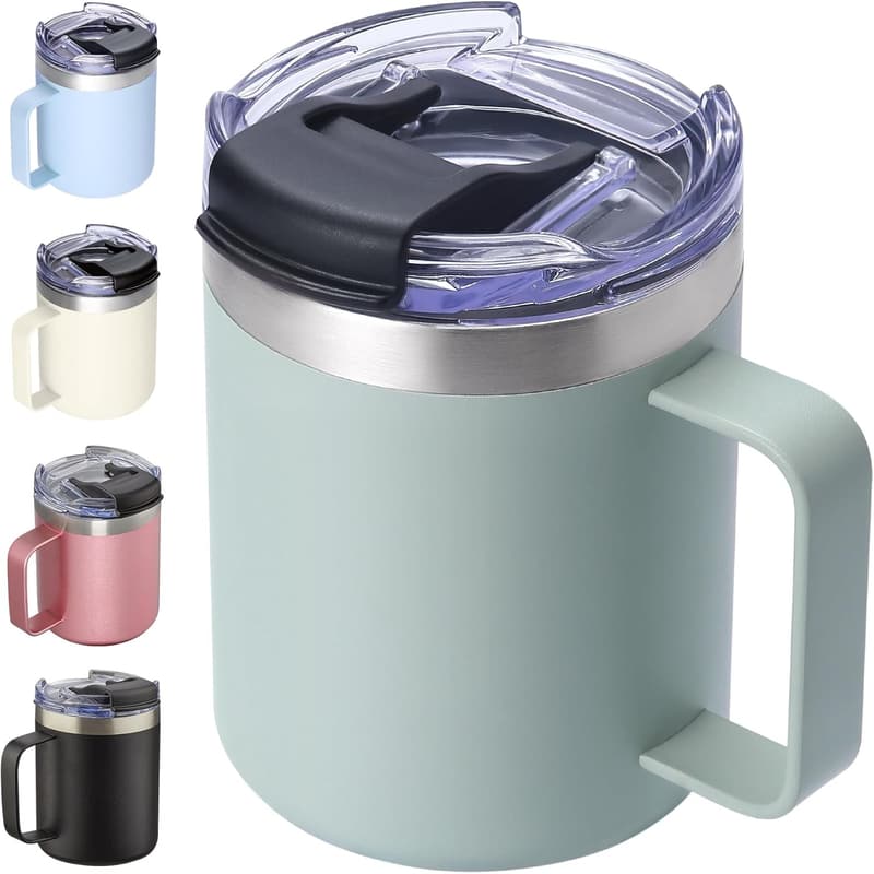 Insulated 12oz Stainless Steel Travel Mug with Handle
