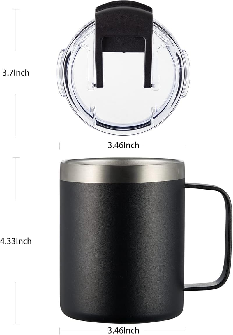 Insulated 12oz Stainless Steel Travel Mug with Handle