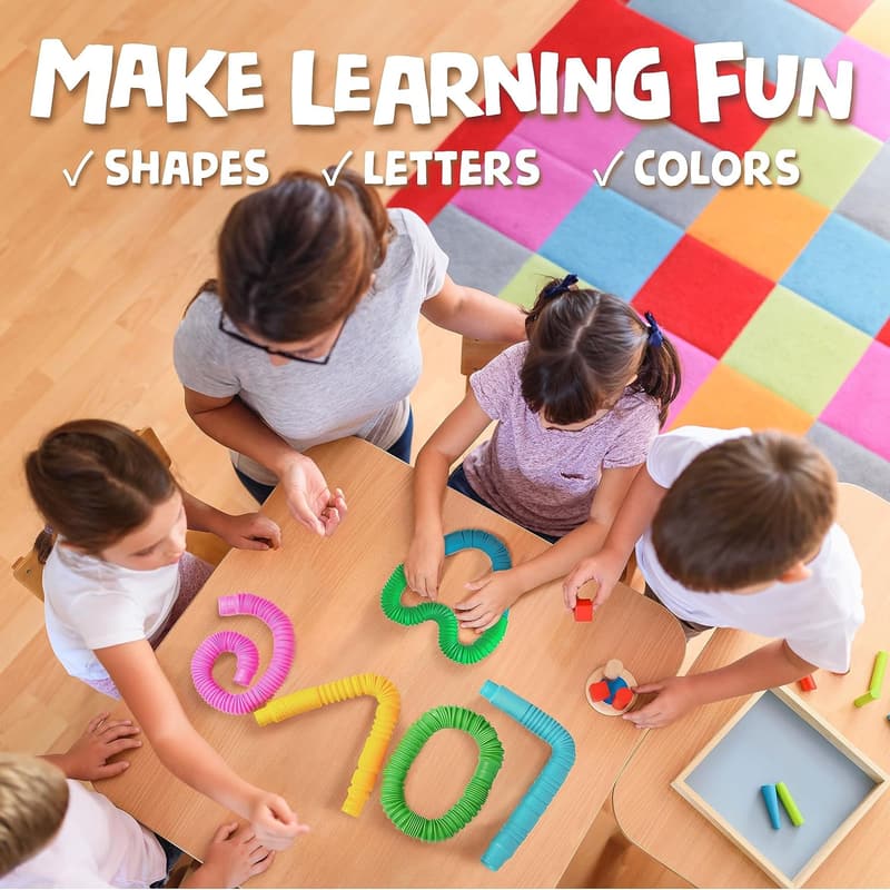 BUNMO Pop Tubes - Sensory Toys for Creative Play (8 Pack)