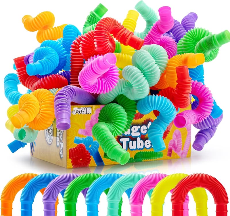 Sensory Fidget Tubes - 18 Pack, 9 Colors for Kids' Parties