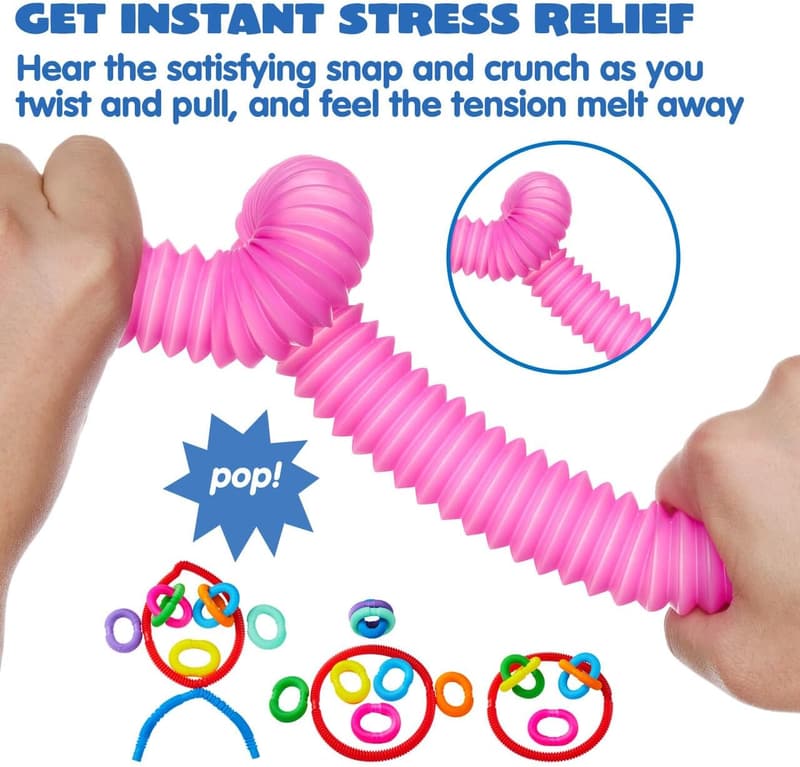 Sensory Fidget Tubes - 18 Pack, 9 Colors for Kids' Parties