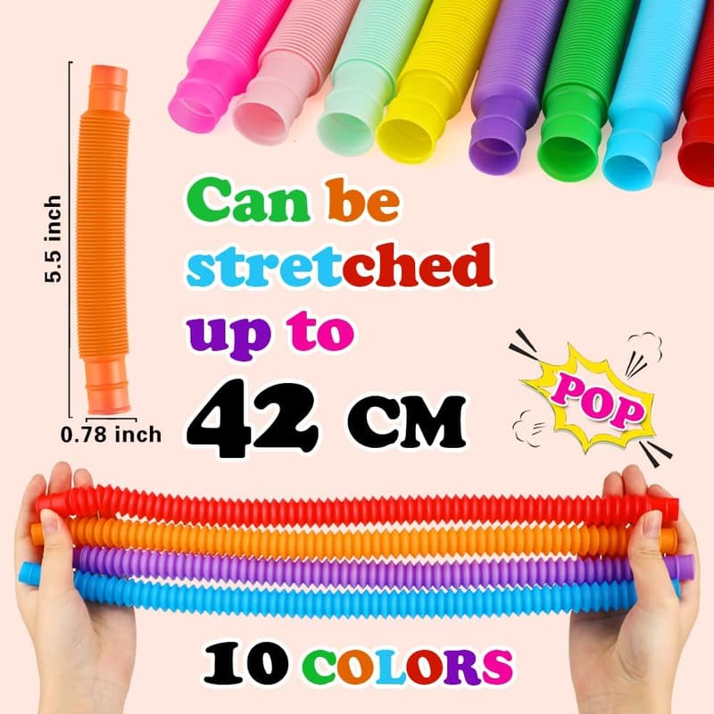 Fidget Sensory Pop Tubes - 72 Pack Party Favors for Kids