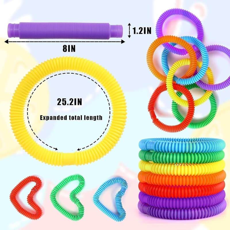 Sensory Pop Tubes - 8 Pcs Fidget Toys for Kids & Adults