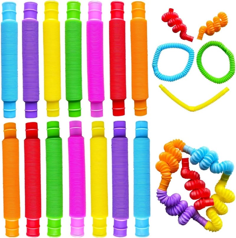 14-Pack Pop Tubes Fidget Toys for Kids & Adults