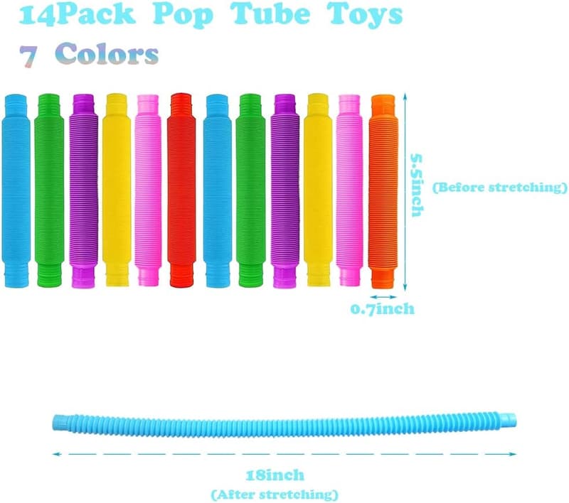 14-Pack Pop Tubes Fidget Toys for Kids & Adults