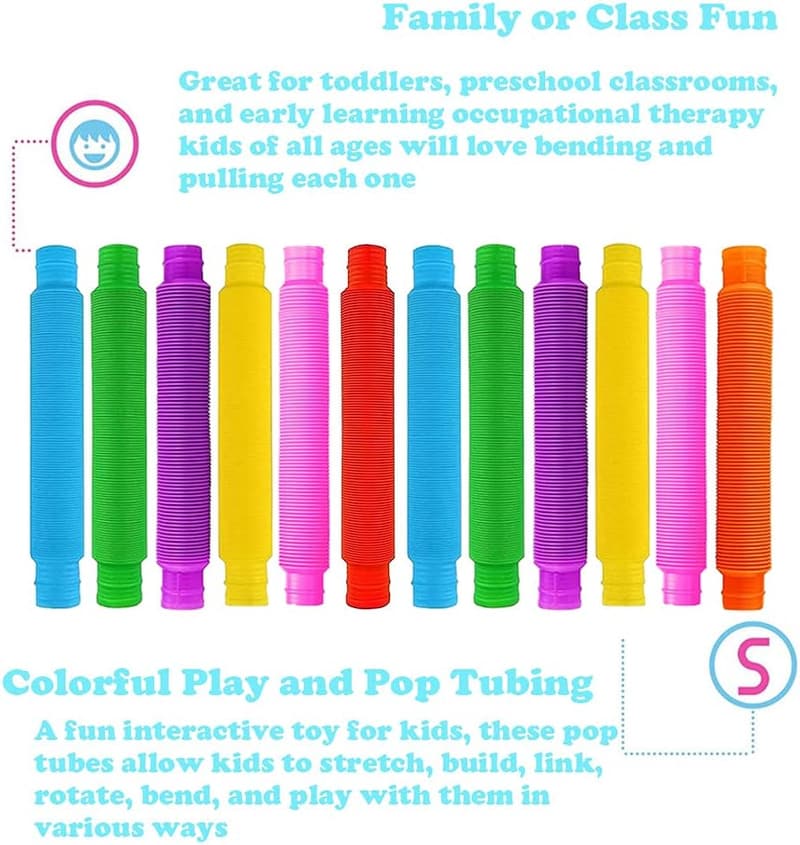 14-Pack Pop Tubes Fidget Toys for Kids & Adults