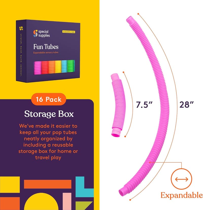 Colorful Sensory Play Tubes for Kids - 16-Pack