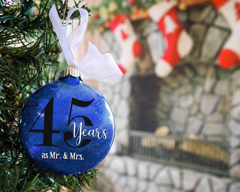 45th Wedding Anniversary Sapphire Ornament with Bow