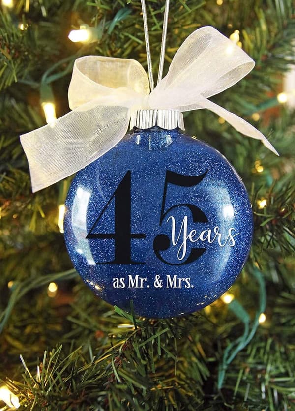 45th Wedding Anniversary Sapphire Ornament with Bow