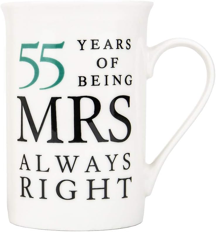 55th Anniversary Mr. Right & Mrs. Always Right Ceramic Mugs Set
