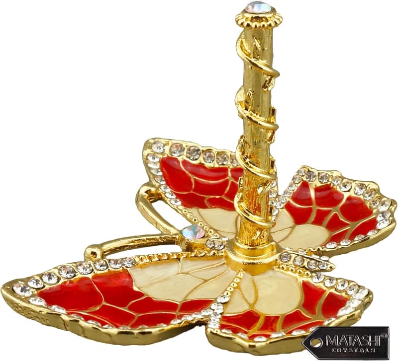 Mother's Day Red Enamel Butterfly Jewelry Organizer for Women