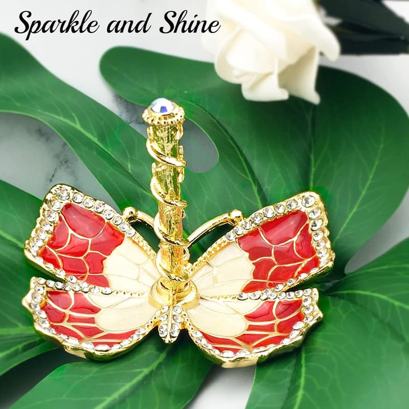 Mother's Day Red Enamel Butterfly Jewelry Organizer for Women