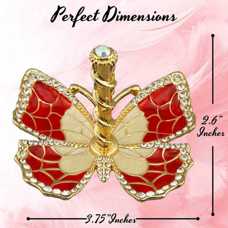 Mother's Day Red Enamel Butterfly Jewelry Organizer for Women