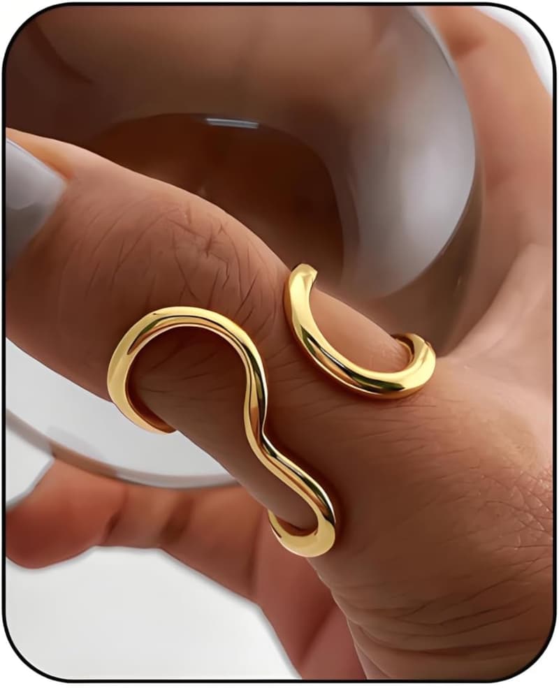Asymmetrical Wavy Chunky Ring | Adjustable Stainless Steel Gift