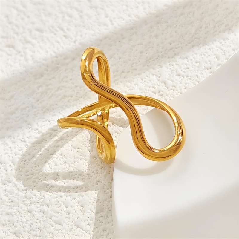 Asymmetrical Wavy Chunky Ring | Adjustable Stainless Steel Gift