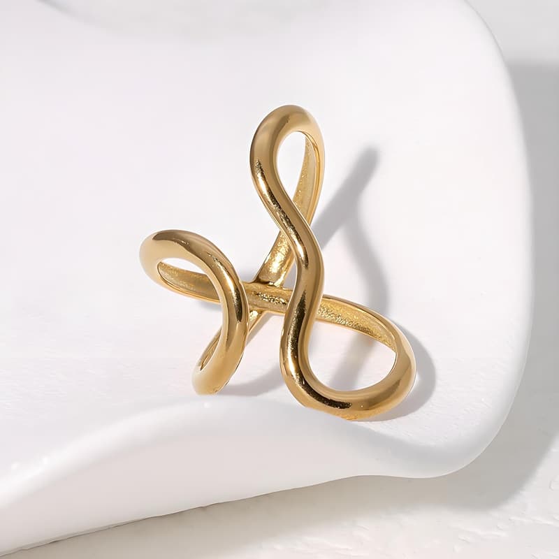 Asymmetrical Wavy Chunky Ring | Adjustable Stainless Steel Gift