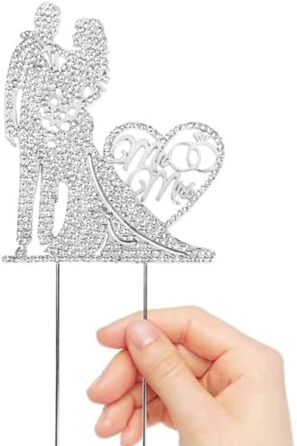 Wedding Cake Topper - Silver Rhinestone Mr & Mrs Design