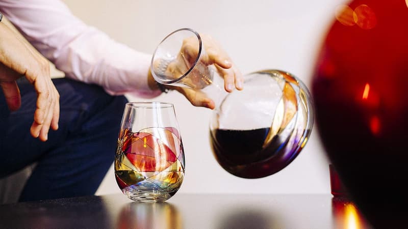 Hand Painted Stemless Wine Glasses Set - Unique Wedding Gift