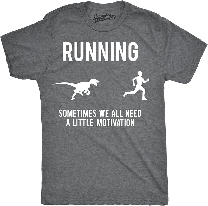 Funny Dinosaur Graphic T-Shirt for Men's Running Motivation