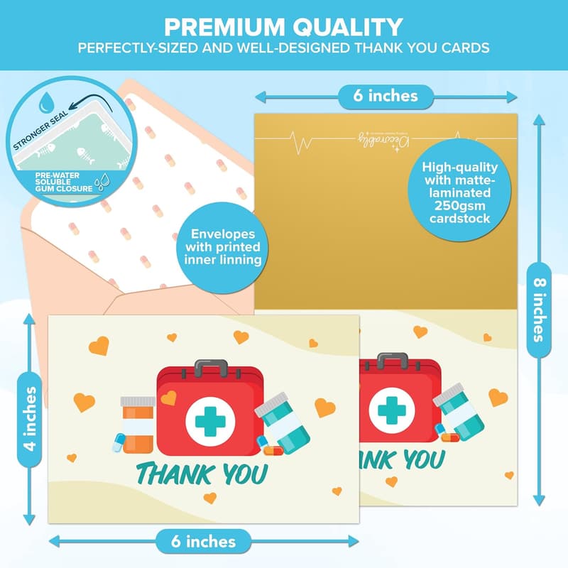 Nurse Thank You Cards - 24 Pack with Envelopes & Stickers