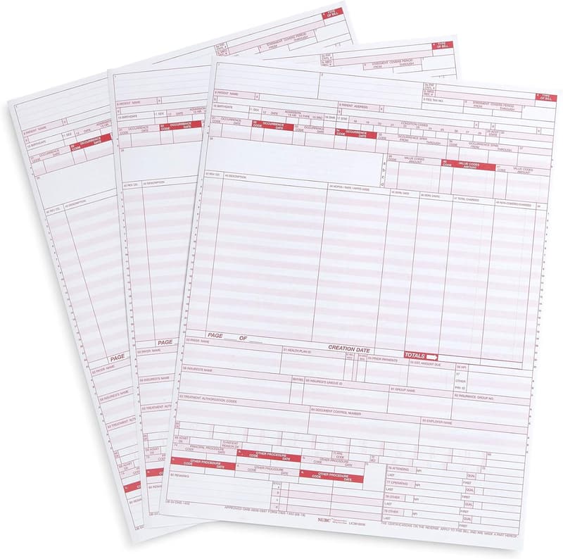 500 Pack UB04 Health Insurance Claim Forms for Hospitals