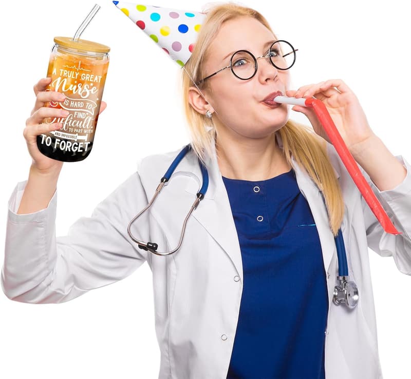 2025 Nurse Appreciation Gift Set - 16oz Can Cups with Lids & Straws