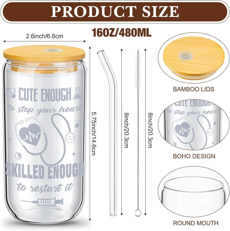 2025 Nurse Appreciation Gift Set - 16oz Can Cups with Lids & Straws