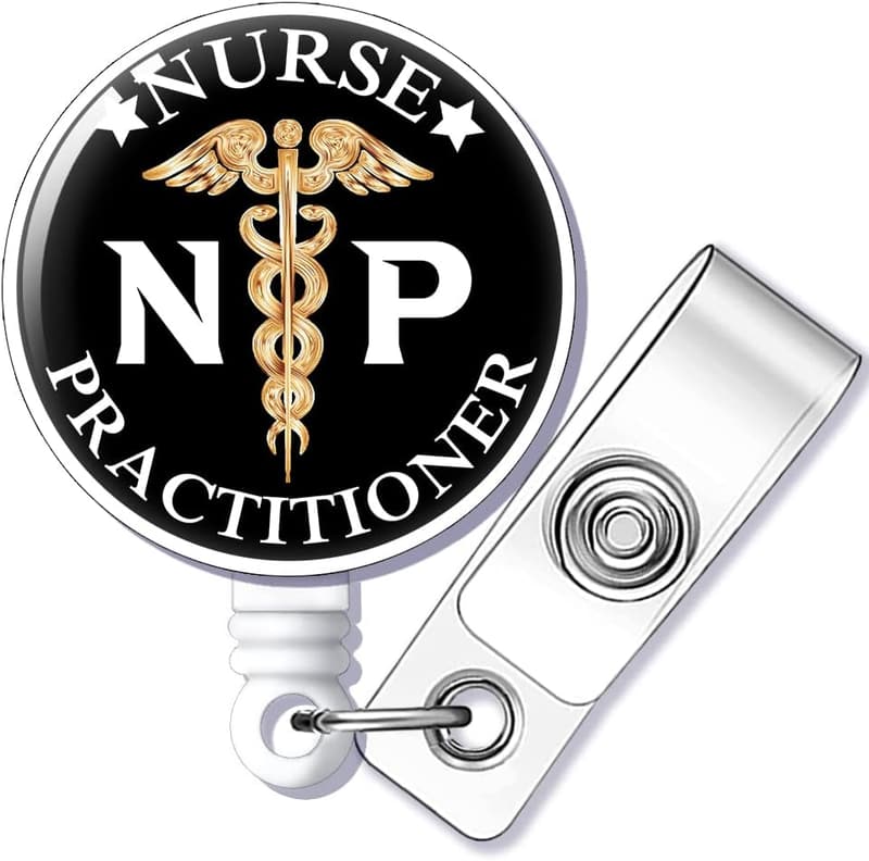 Funny Nurse Practitioner Badge Reel with Alligator Clip