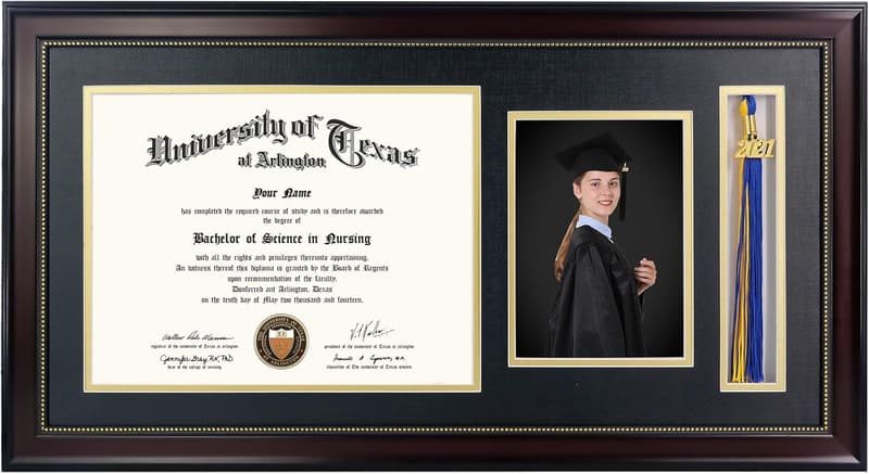 Mahogany Diploma Frame with Tassel Holder for Graduation