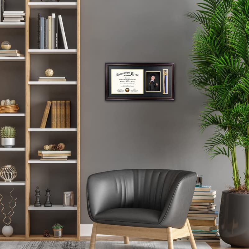 Mahogany Diploma Frame with Tassel Holder for Graduation