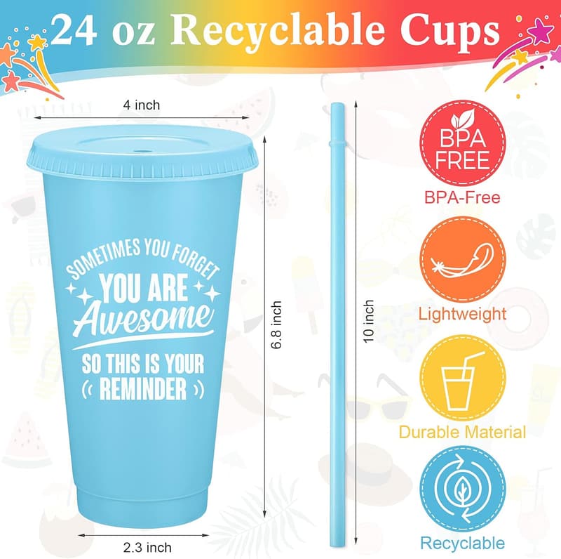 Thank You Cups Set for End of Year - Inspirational Tumblers (24 oz)